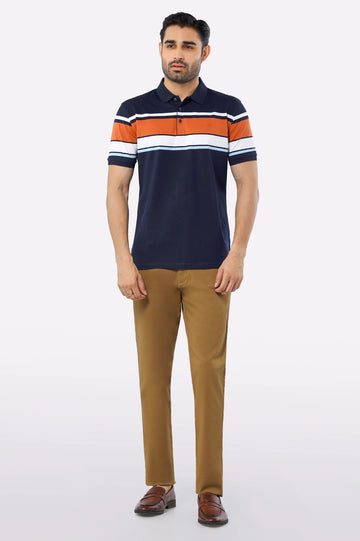 Navy Blue Yarn Dyed Polo