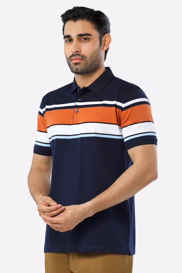 Navy Blue Yarn Dyed Polo
