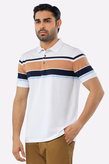 White Yarn Dyed Polo