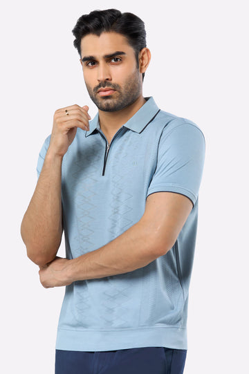 Blue Mercerized Polo