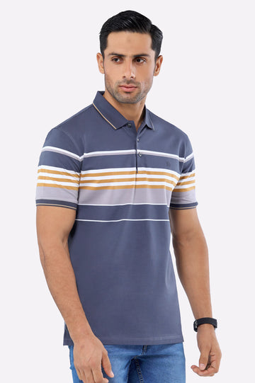 Dark Grey Yarn Dyed Polo