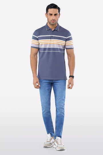 Dark Grey Yarn Dyed Polo