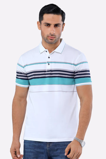 White Yarn Dyed Polo