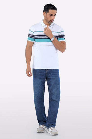 White Yarn Dyed Polo