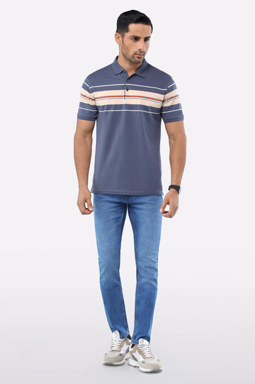 Dark Grey Yarn Dyed Polo