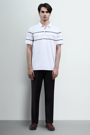 White Yarn Dyed Polo