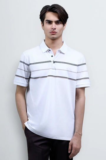 White Yarn Dyed Polo