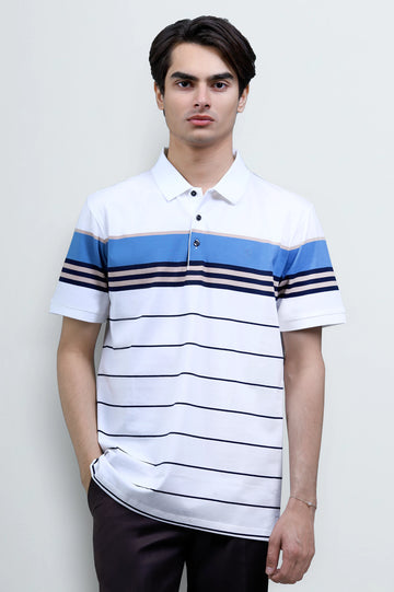 White Yarn Dyed Polo