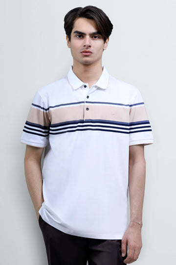 White Yarn Dyed Polo