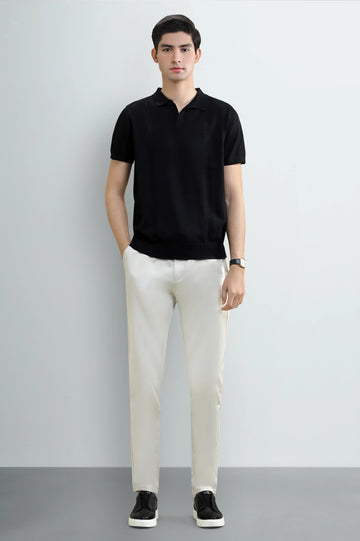 Men's Black Flat Knit Polo