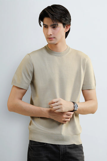 Beige Crew Neck T-Shirt