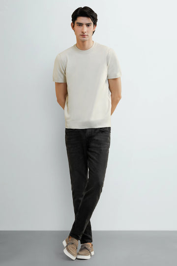 Cream Crew Neck T-Shirt