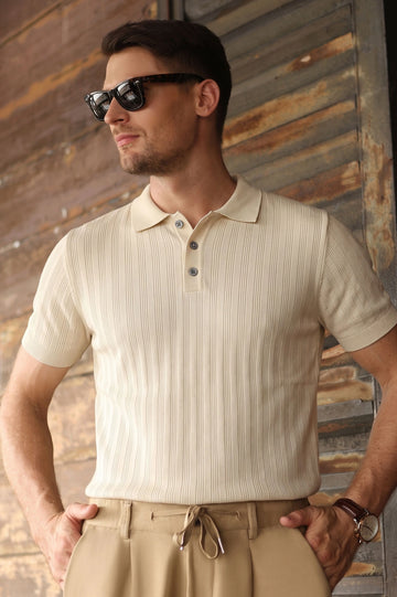 Beige Knitted Polo Shirt