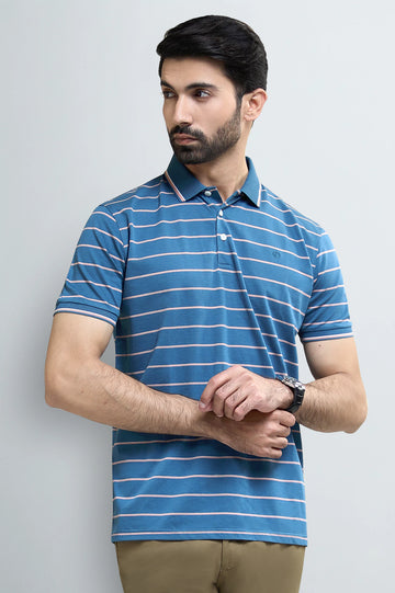 Dark Blue Striped Polo