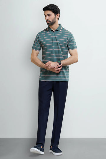 Green Striped Polo