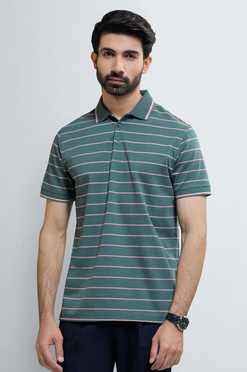 Green Striped Polo