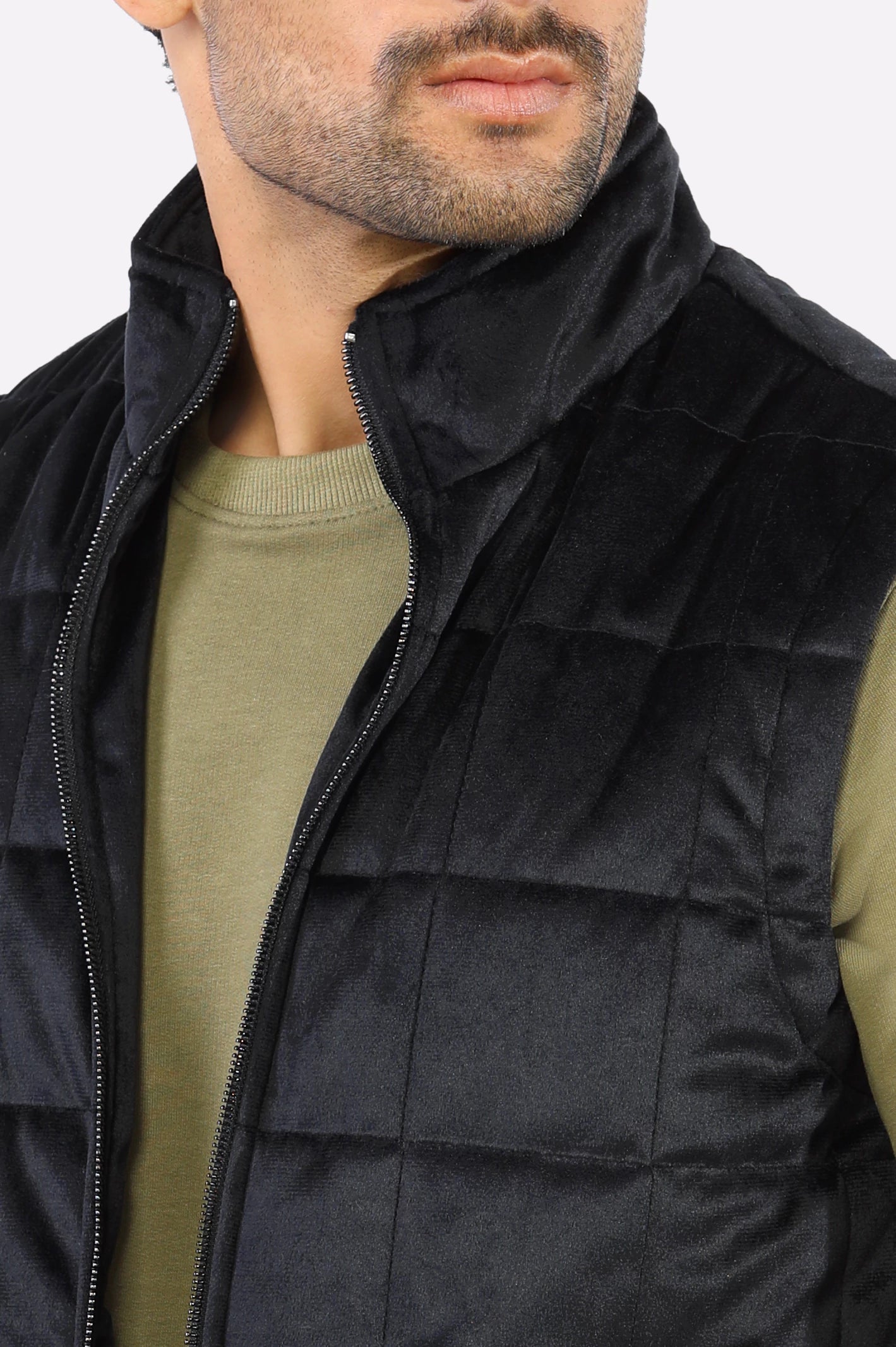 Puffer Quilted Black Vest for Mens