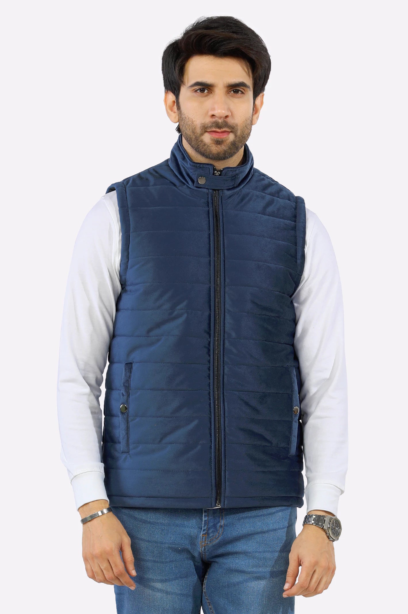 Navy Blue Sleeveless Men's Jacket From Diners