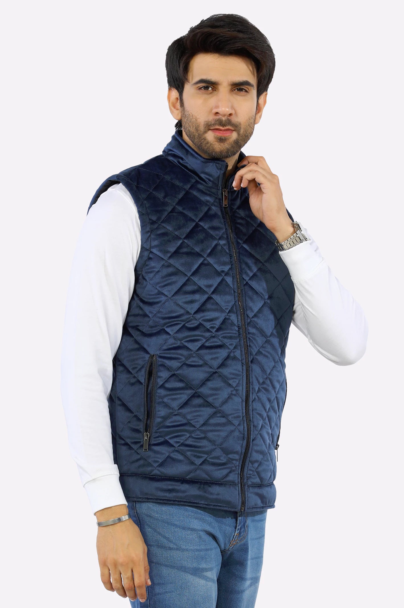 Mens Puffer Navy Blue Quilted Vest