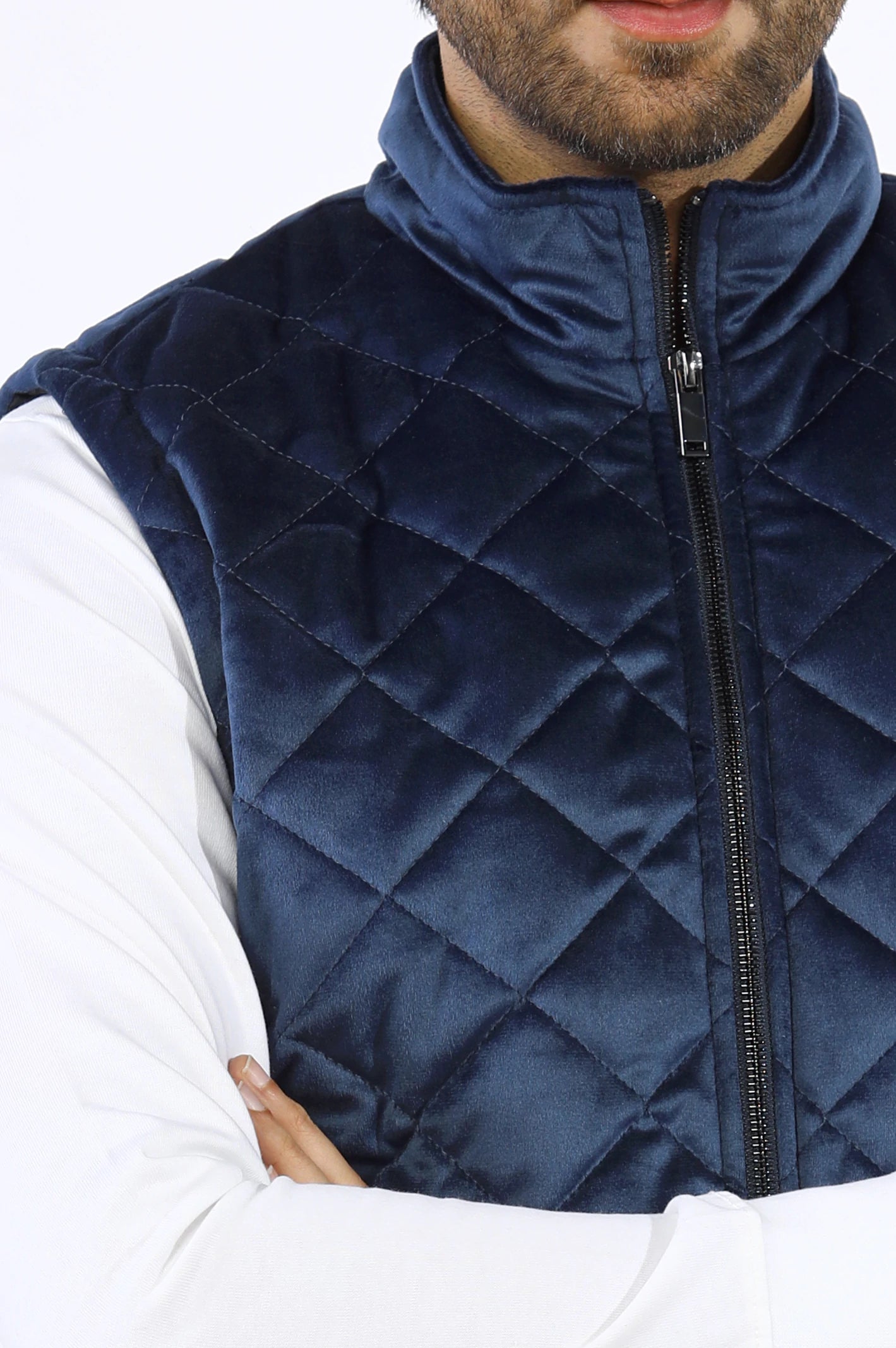 Mens Puffer Quilted Navy Blue Vest