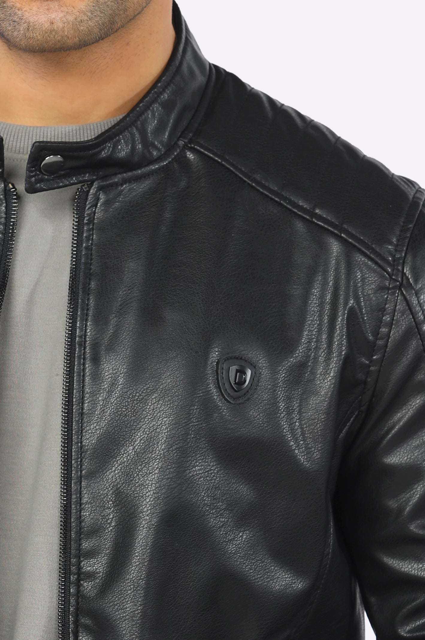 Leather Black Biker Moto Jacket for Mens