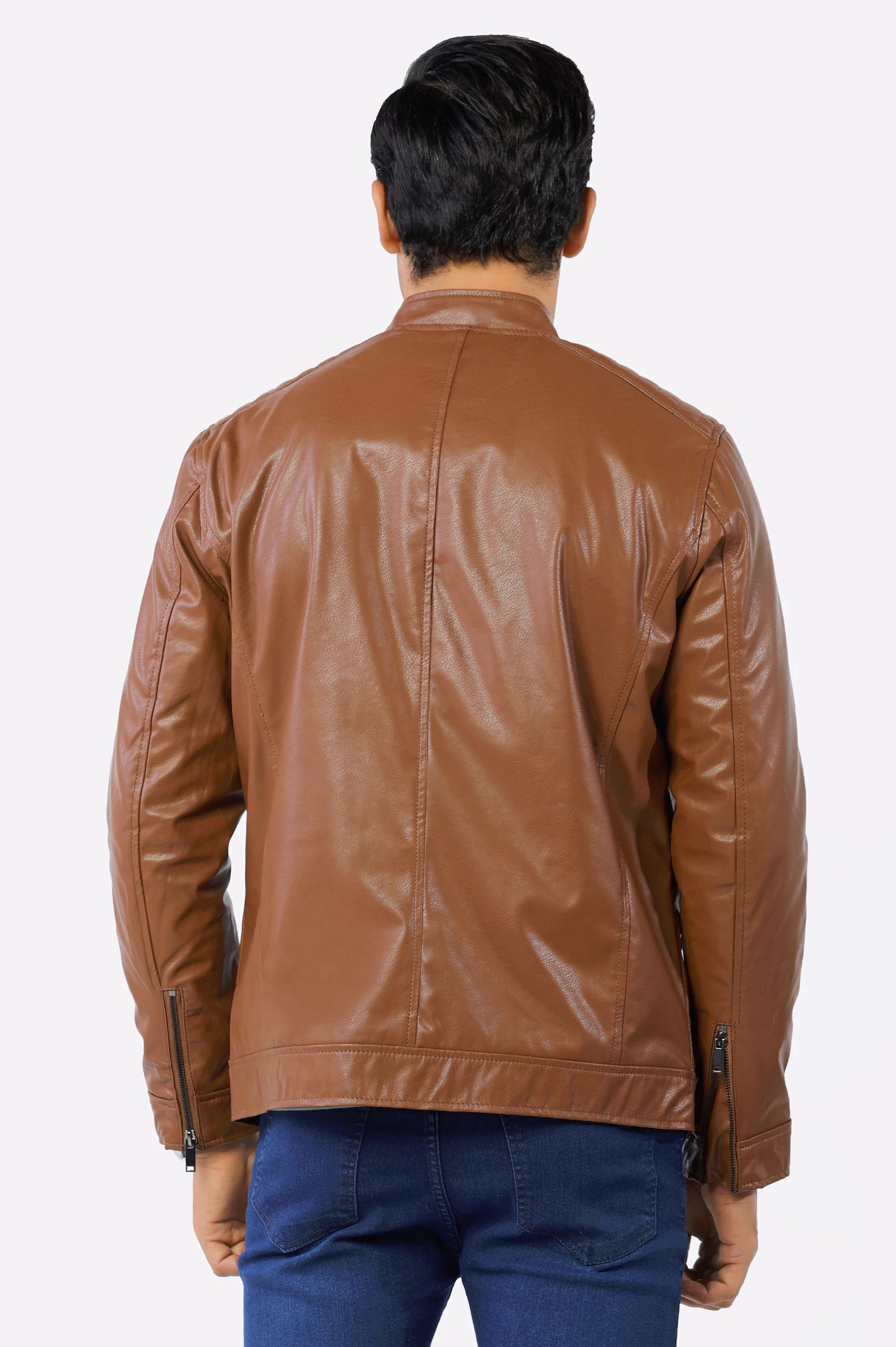 Brown Synthetic Leather Jacket From Diners