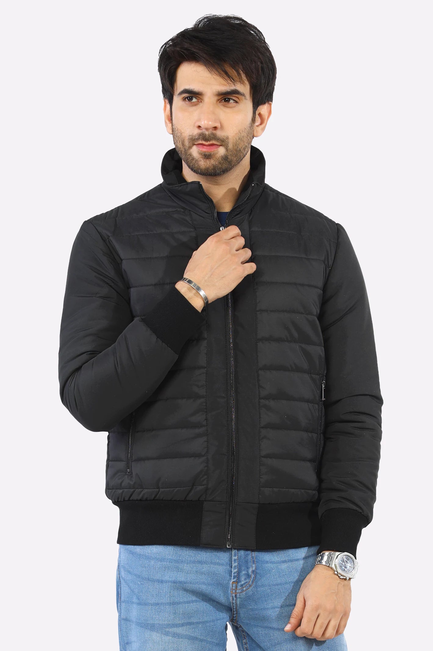 Black Down Puffer Jacket for Mens