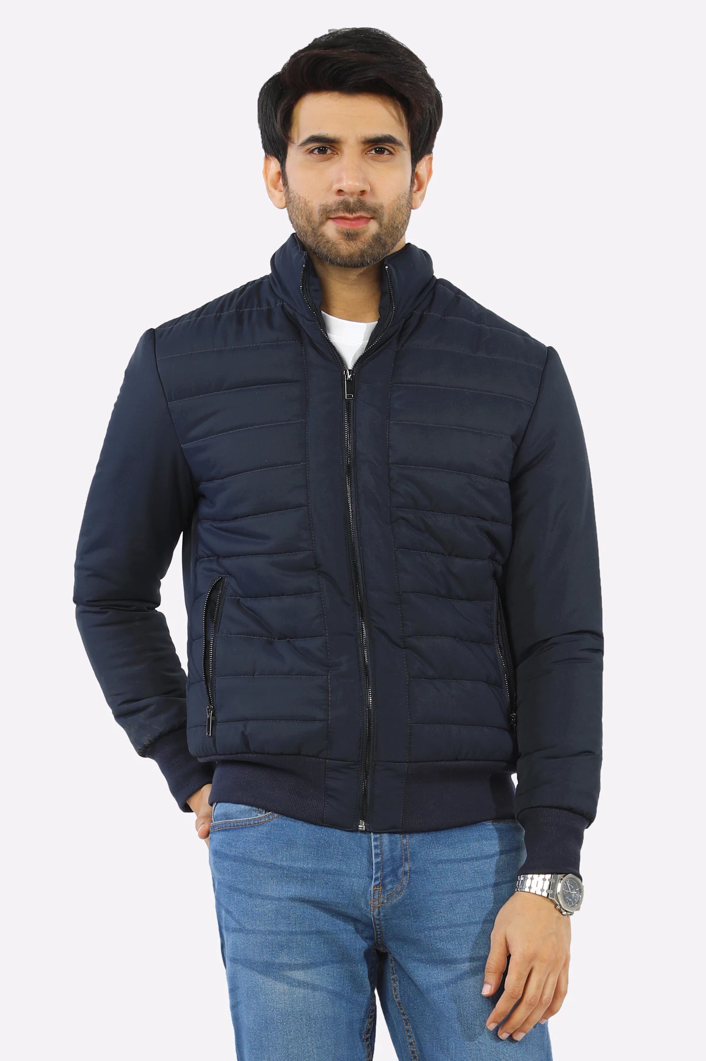 Navy Blue Puffer Jacket for Mens