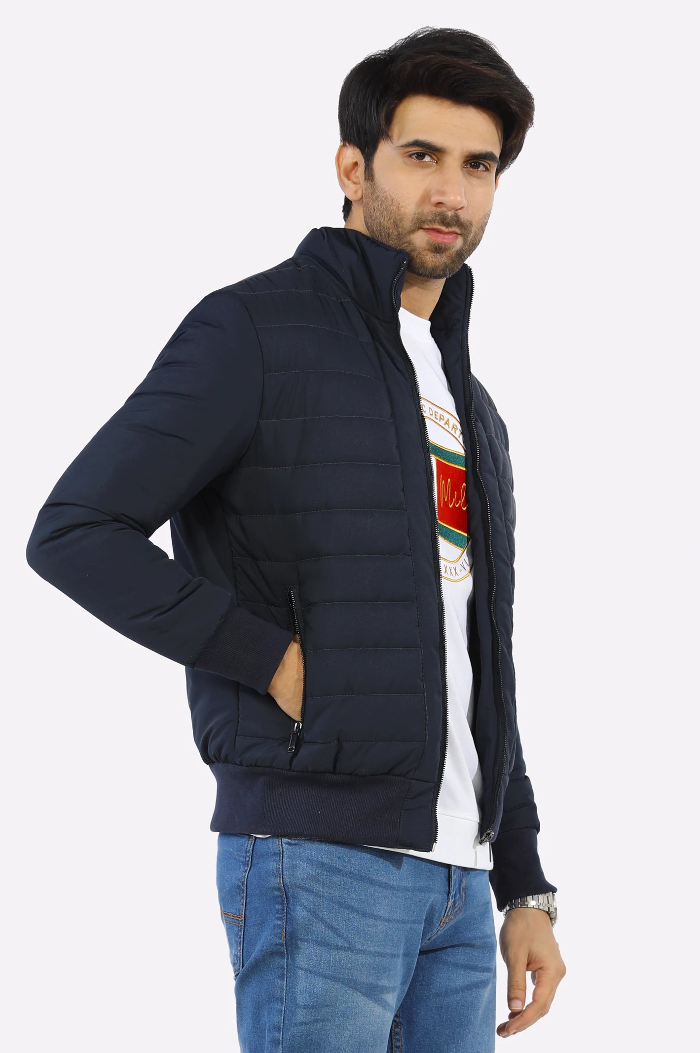 Mens Down Navy Blue Puffer Jacket 