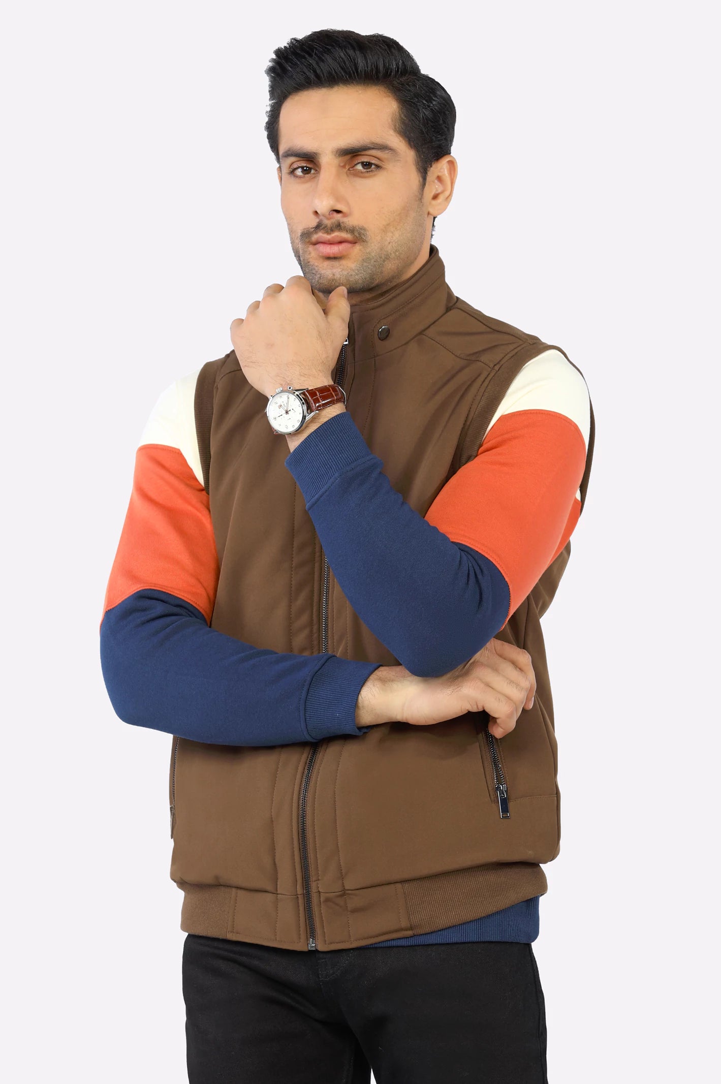 Brown Sleeveless Quilted Jacket From Diners