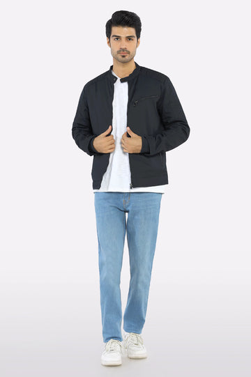 Men’s Cafe Racer Cotton Navy Jacket