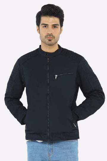 Men’s Cafe Racer Cotton Navy Jacket