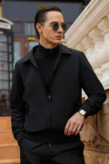 Men's Spread Collar Solid Bomber Jacket