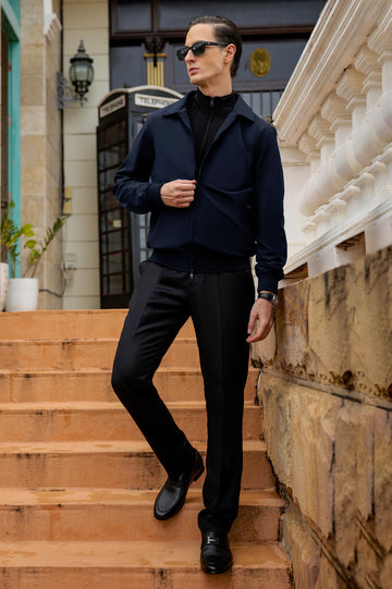 Men's Spread Collar Solid Bomber Jacket