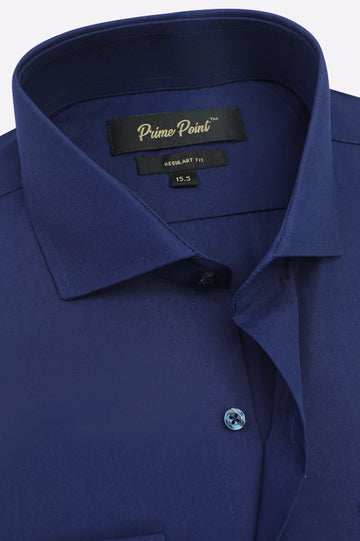 Royal Blue Self Textured Formal Shirt