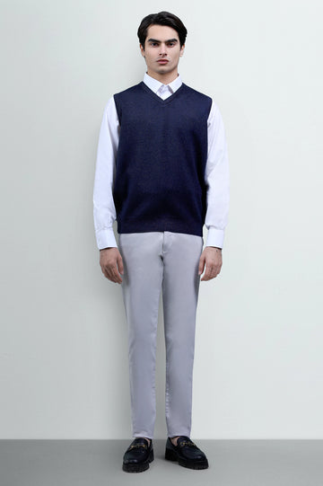 Blue Sleeveless V-Neck Sweater