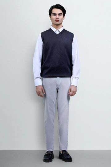 Charcoal Sleeveless V-Neck Sweater
