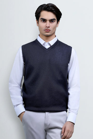 Charcoal Sleeveless V-Neck Sweater