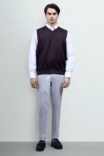 Maroon Sleeveless V-Neck Sweater