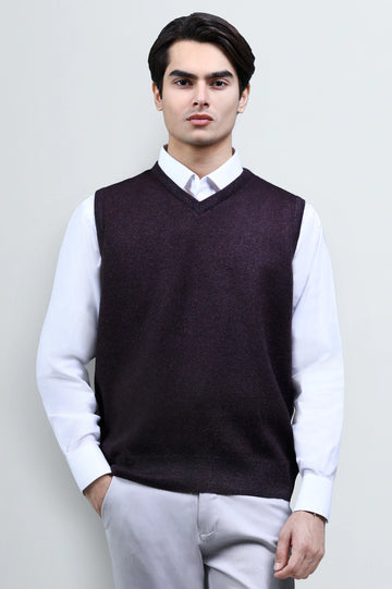 Maroon Sleeveless V-Neck Sweater
