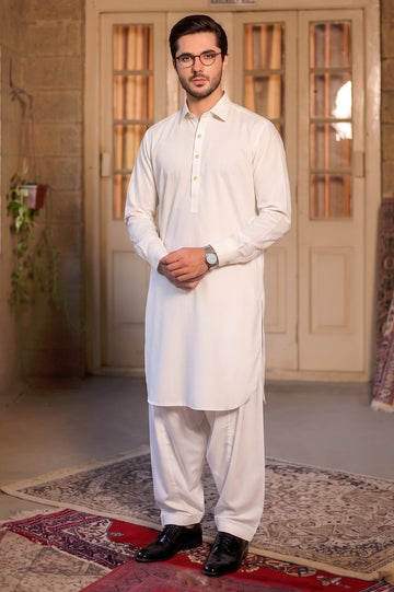 Cream Wash & Wear Shalwar Kameez