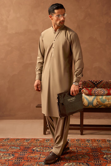 Fawn Wash & Wear Shalwar Kameez