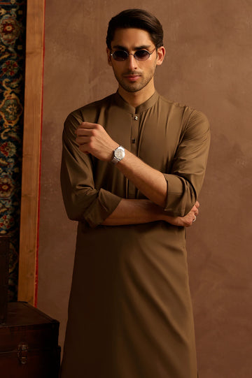 Brown Wash & Wear Shalwar Kameez
