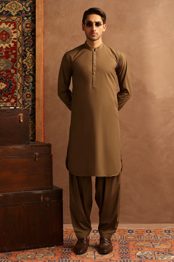 Brown Wash & Wear Shalwar Kameez