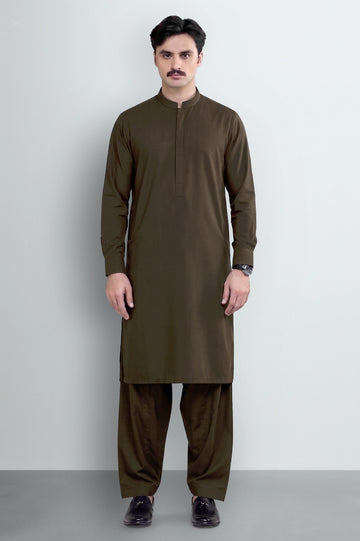 Dark Brown Wash & Wear Shalwar Kameez