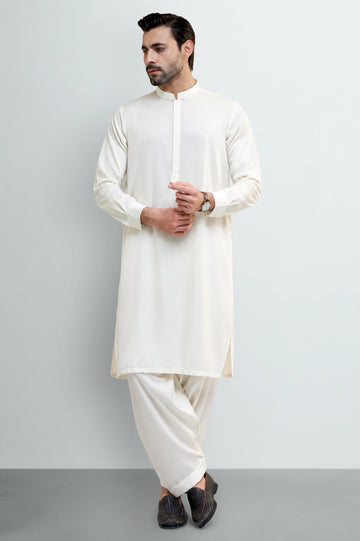 Off White Wash & Wear Shalwar Kameez