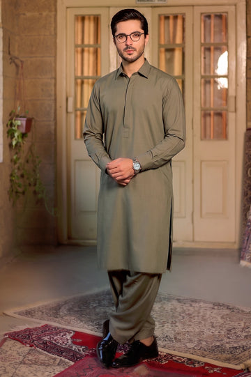 Dark Brown Wash & Wear Shalwar Kameez