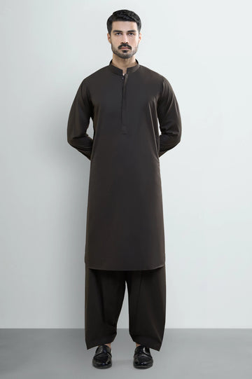Dark Brown Wash & Wear Shalwar Kameez