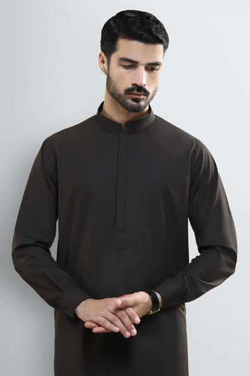 Dark Brown Wash & Wear Shalwar Kameez