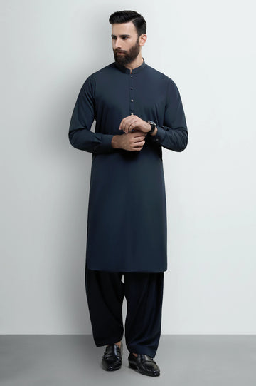 Dark Blue Wash & Wear Shalwar Kameez